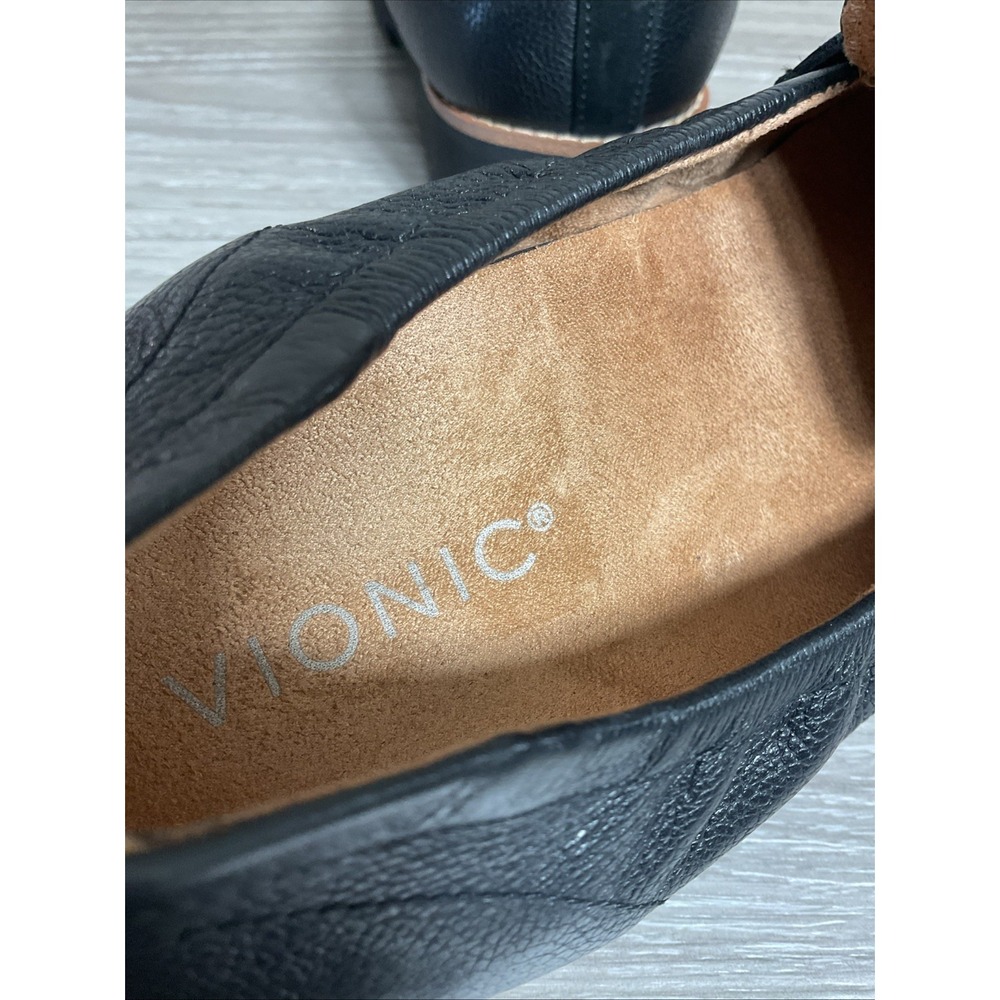 Vionic Cynthia Charm -Black Leather Loafers Lug Sole Slip On Shoes Women Size 7 - Picture 7 of 9